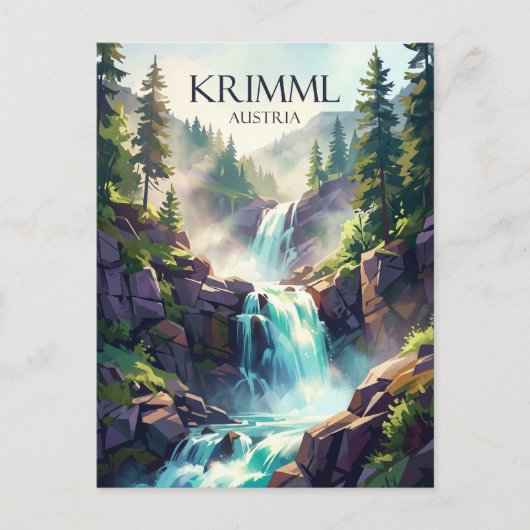 オーストリアのクリムル滝 ポストカード (正面)