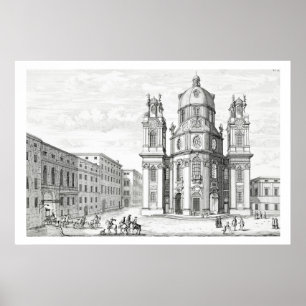 オーストリアのザルツブルグにあるノートルダム教会 ポスター