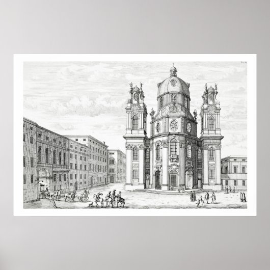 オーストリアのザルツブルグにあるノートルダム教会 ポスター (正面)