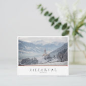 オーストリアのジレルタルの冬の教会 ポストカード (スタンド正面)