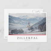 オーストリアのジレルタルの冬の教会 ポストカード (正面/裏面)