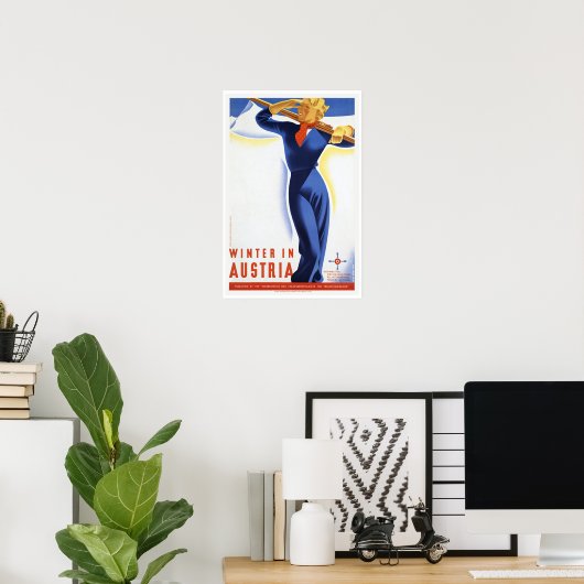 オーストリアのスキースポーツで冬を旅行 ポスター (ホームオフィス)
