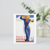 オーストリアのスキースポーツで冬を旅行 ポストカード (スタンド正面)