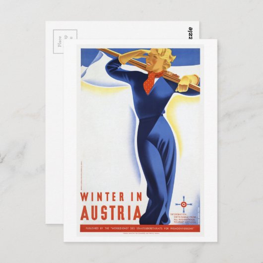 オーストリアのスキースポーツで冬を旅行 ポストカード (正面/裏面)