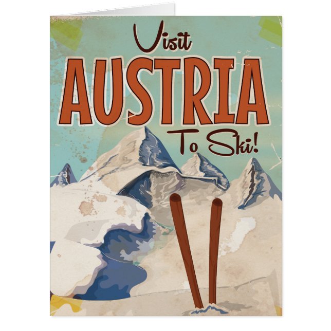 オーストリアのスキーヴィンテージ旅行ポスター (正面)