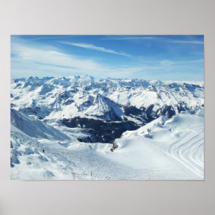 オーストリアのスキー山旅行アルプスの雪の景色 ポスター
