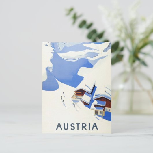 オーストリアのスキー、冬の山のコテッジ ポストカード (スタンド正面)