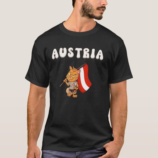 オーストリアのネコ オーストリアファン Tシャツ (正面)