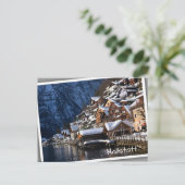 オーストリアのハルシュタットにある湖畔の木造家屋 ポストカード (スタンド正面)