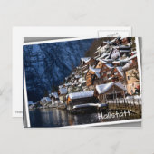 オーストリアのハルシュタットにある湖畔の木造家屋 ポストカード (正面/裏面)