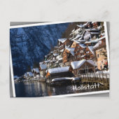 オーストリアのハルシュタットにある湖畔の木造家屋 ポストカード (正面)