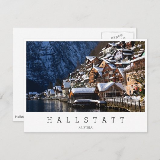 オーストリアのハルスタットにある木製の湖畔の家 ポストカード (正面/裏面)