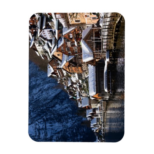 オーストリアのハルスタットにある木製の湖畔の家 マグネット (縦)