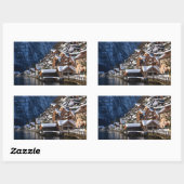 オーストリアのハルスタットにある木製の湖畔の家 長方形シール (シート)