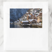 オーストリアのハルスタットにある木製の湖畔の家 長方形シール (バッグ)