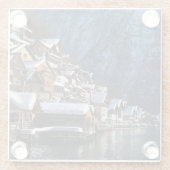 オーストリアのハルスタットにある木製の湖畔住宅 ガラスコースター (裏面)