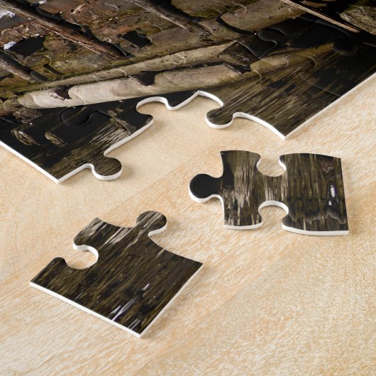 オーストリアのハルスタットにある木製の湖畔住宅 ジグソーパズル (側面)