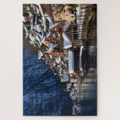 オーストリアのハルスタットにある木製の湖畔住宅 ジグソーパズル (縦)