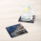 オーストリアのハルスタットにある木製の湖畔住宅 スクエアペーパーコースター (インサイチュ)