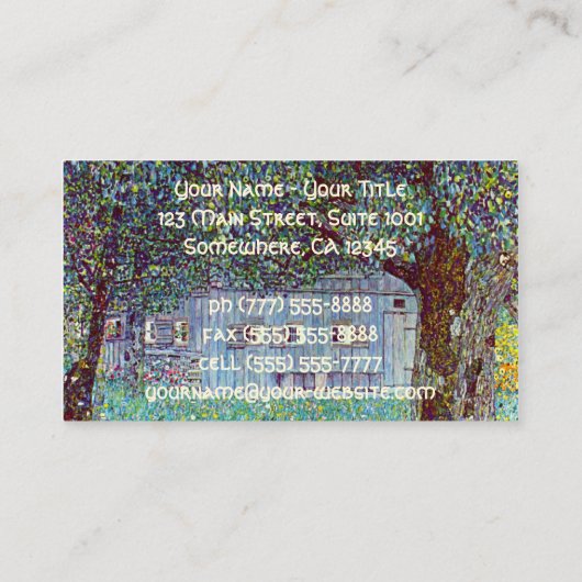 オーストリアのファームハウスbyクリムトビクトリアンファインアート 名刺 (裏面)