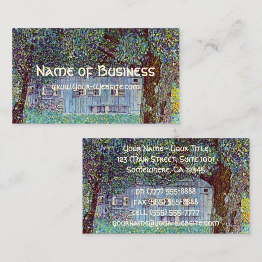 オーストリアのファームハウスbyクリムトビクトリアンファインアート 名刺 (正面/裏面)