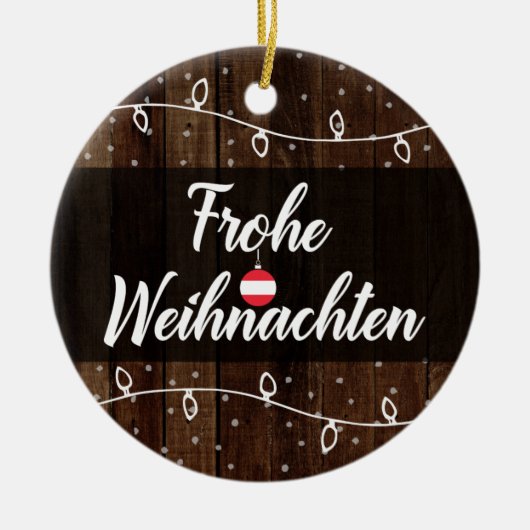オーストリアのメリークリスマスFrohe Weihnachten セラミックオーナメント (正面)