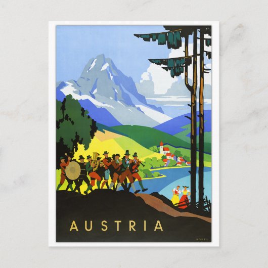 オーストリアのヴィンテージ旅行ポスター ポストカード (正面)