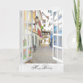 オーストリアの古い町の誕生日の窓を開く カード (正面)