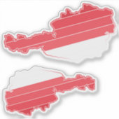 オーストリアの地図（グラデーションの旗の色あり） シール (正面)