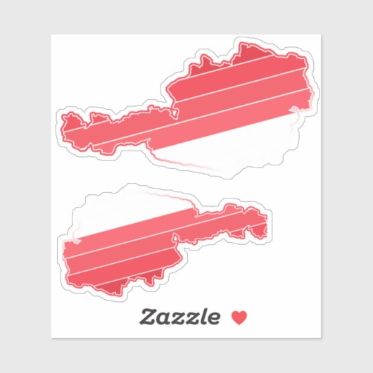 オーストリアの地図（グラデーションの旗の色あり） シール (シート)