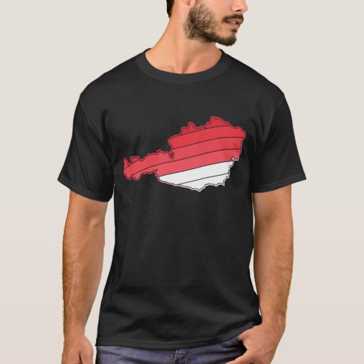 オーストリアの地図(グラデーションの旗の色あり) Tシャツ (正面)