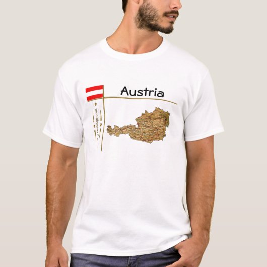 オーストリアの地図+国旗+タイトルTシャツ Tシャツ (正面)