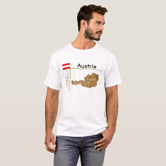 オーストリアの地図+国旗+タイトルTシャツ Tシャツ (正面フル)