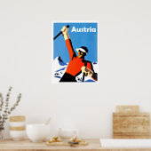 オーストリアの山、冬のスキースポーツ、ヴィンテージ旅行 ポスター (キッチン)