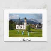 オーストリアの教会の白い文字のはがき ポストカード (正面)