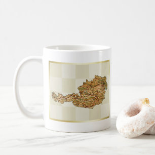 オーストリアの旗 + 地図のマグ コーヒーマグカップ