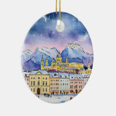 オーストリアの水彩画のクリスマス セラミックオーナメント (右)