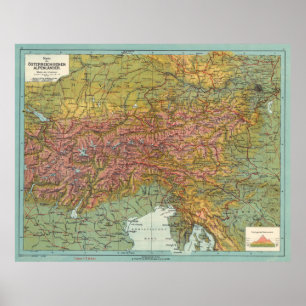 オーストリアのAlps (1916年)のヴィンテージの地図 ポスター