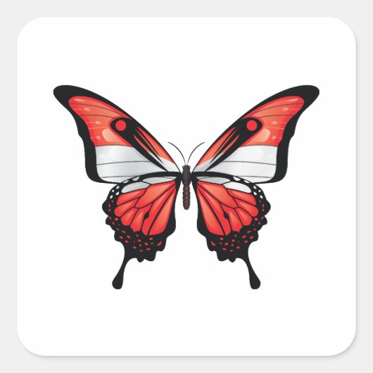 オーストリアアゲハチョウバタフライ国旗のシール スクエアシール (正面)