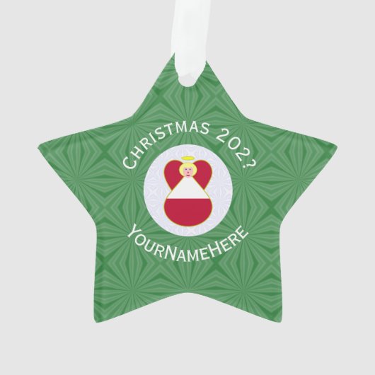 オーストリアエンジェルクリスマスパーソナライズされた国旗 オーナメント (裏面)