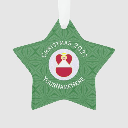 オーストリアエンジェルクリスマスパーソナライズされた国旗 オーナメント (正面)