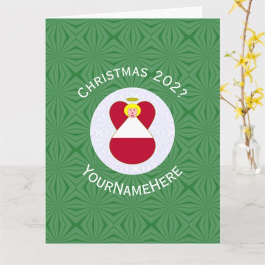 オーストリアエンジェルクリスマスパーソナライズされた国旗 カード (黄色い花)