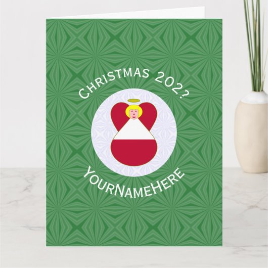 オーストリアエンジェルクリスマスパーソナライズされた国旗 カード (正面)