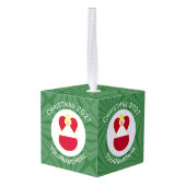 オーストリアエンジェルクリスマスパーソナライズされた国旗 キューブオーナメント (裏面アングル)