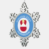 オーストリアエンジェルハヌカーパーソナライズされた国旗 スノーフレークピューターオーナメント (右)