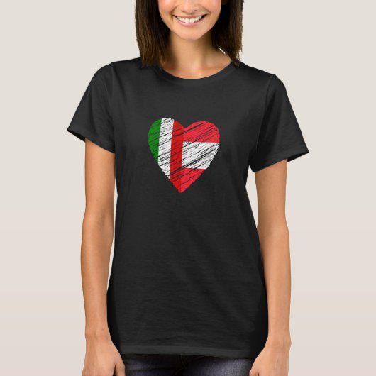 オーストリアハートイタリアン国旗の値リスト Tシャツ (正面)