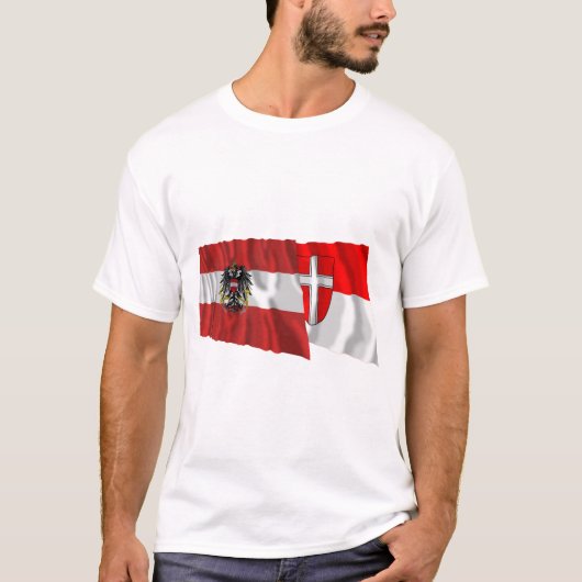 オーストリア及びWienの振る旗 Tシャツ (正面)