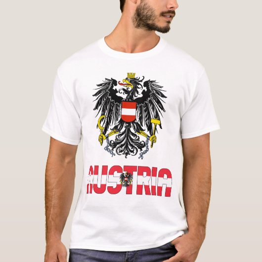 オーストリア国旗と紋章愛国心 Tシャツ (正面)