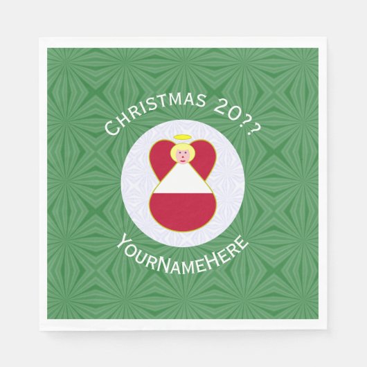 オーストリア国旗のエンジェルクリスマスパーソナライズされた スタンダードランチョンナプキン (正面)