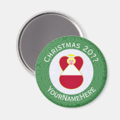 オーストリア国旗のエンジェルクリスマスパーソナライズされた マグネット (正面/裏面)